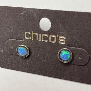 Chico's earrings pierced studs opals look turquoise blue green costume jewelry